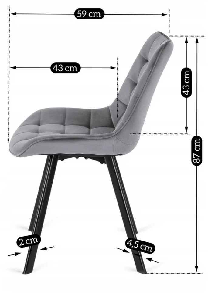 Lauko baldų komplektas Mebel Elite Stalo ir 4 kėdžių komplektas CLARK ir RICK, 120–160 cm, juodas ir pilkas