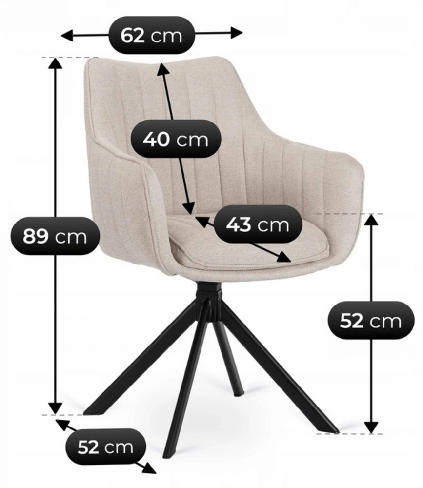Lauko baldų komplektas IBIZA išskleidžiamo stalo komplektas, 160–240 cm, juodas marmuras, ir 4 apmuštos kėdės, MUMBAI, kreminės spalvos, modernus