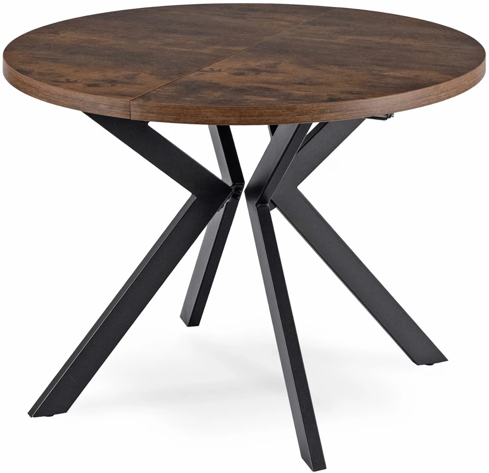 Lauko baldų komplektas Išskleidžiamas valgomojo stalas Modern 100–250 cm su 4 veliūrinėmis kėdėmis RICK – rustikalus ąžuolas / juoda / ruda