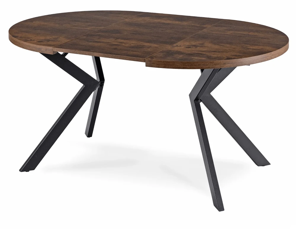 Lauko baldų komplektas Išskleidžiamas valgomojo stalas Modern 100–250 cm su 4 veliūrinėmis kėdėmis RICK – rustikalus ąžuolas / juoda / ruda