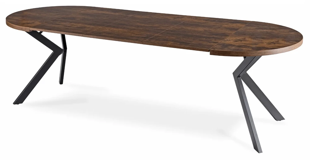 Lauko baldų komplektas Išskleidžiamas valgomojo stalas Modern 100–250 cm su 4 veliūrinėmis kėdėmis RICK – rustikalus ąžuolas / juoda / ruda