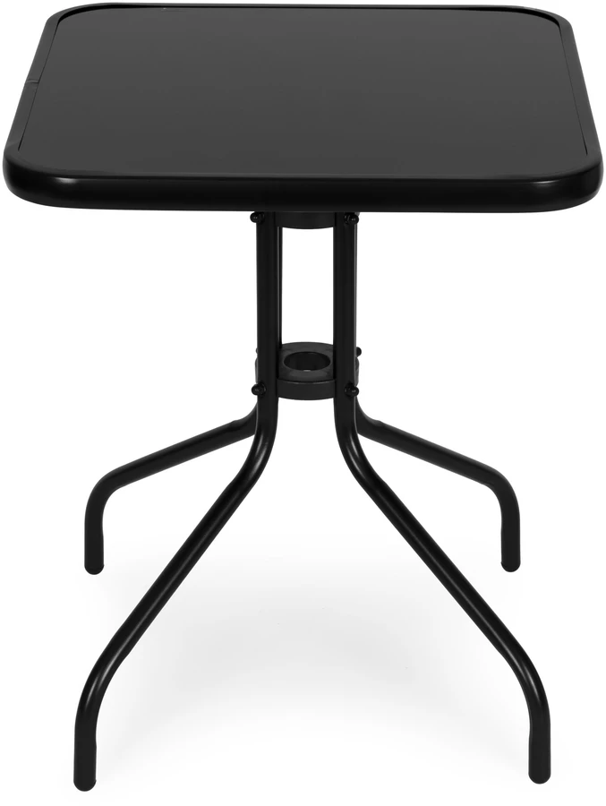 Lauko baldų komplektas Kvadratinis sodo stalas 60 cm grūdinto stiklo stalas sodui, terasai, balkonui, juodas MultiGarden