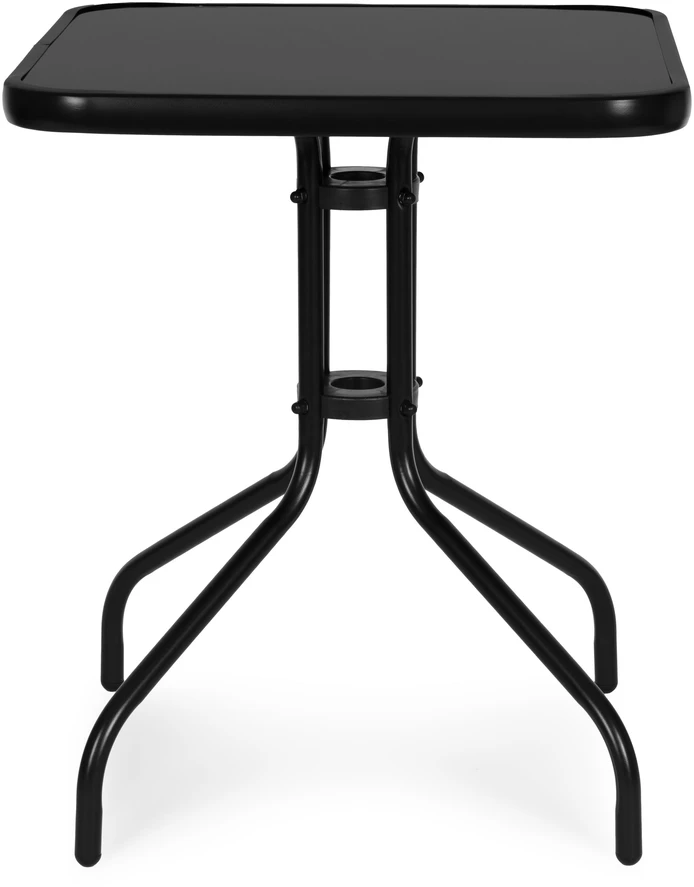 Lauko baldų komplektas Kvadratinis sodo stalas 60 cm grūdinto stiklo stalas sodui, terasai, balkonui, juodas MultiGarden