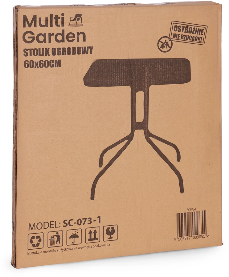 Lauko baldų komplektas Kvadratinis sodo stalas 60 cm grūdinto stiklo stalas sodui, terasai, balkonui, juodas MultiGarden