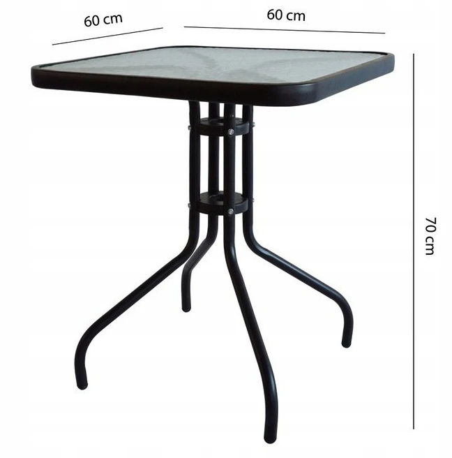 MultiGarden Grūdinto stiklo sodo stalas 60x60 cm