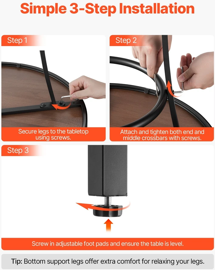 VEVOR lauko apvalus baro stalas, 60 cm aukščio