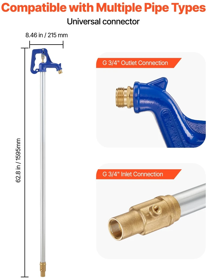 VEVOR Šalčio atsparus kiemo hidrantas 1595mm