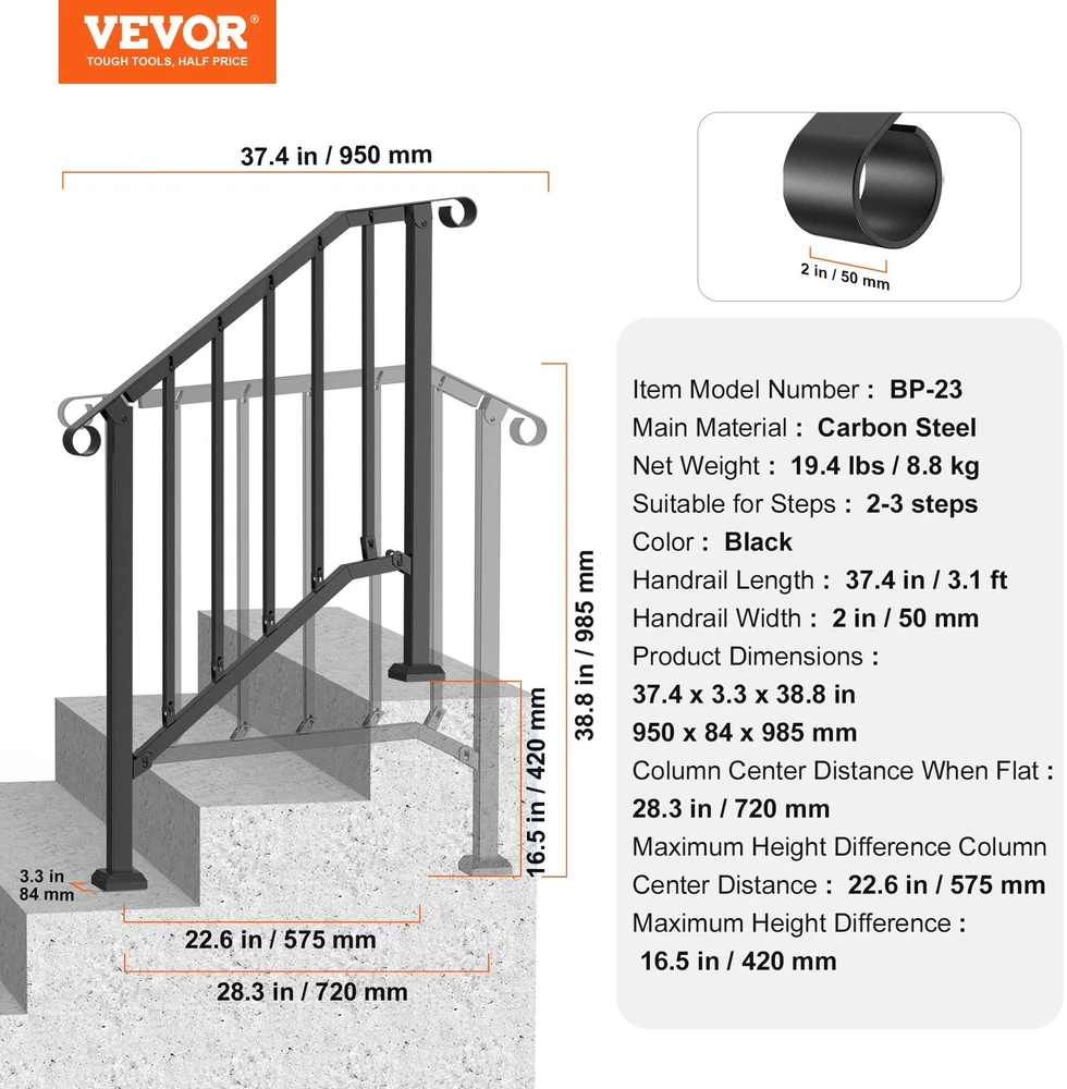 VEVOR Poros laiptų turėklai lauko seniems žmonėms