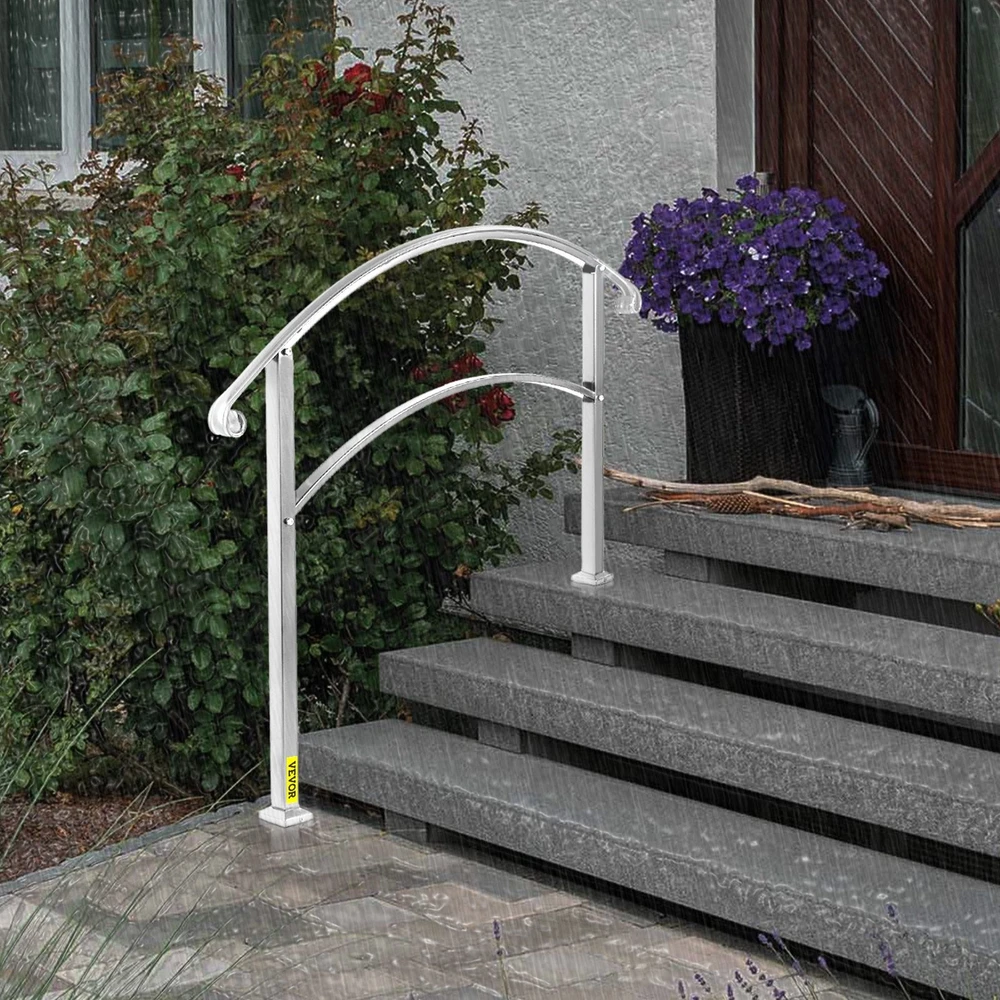 VEVOR 3 laiptų lauko turėklai baltos spalvos