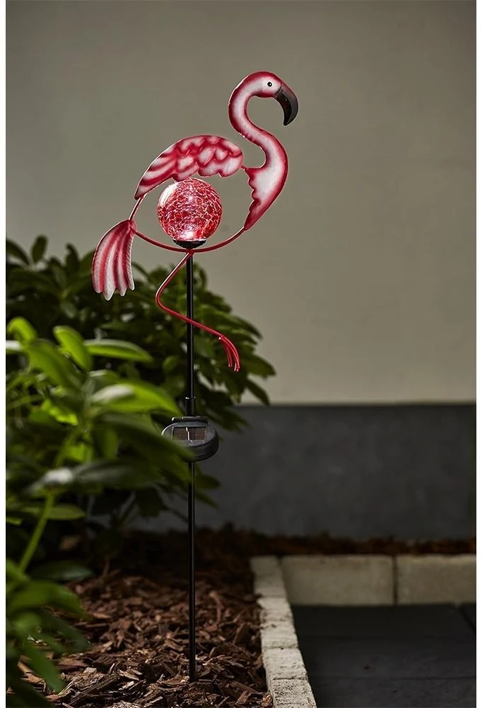 lauko LED lempa „Flamingo“ su saulės baterija (80 cm)