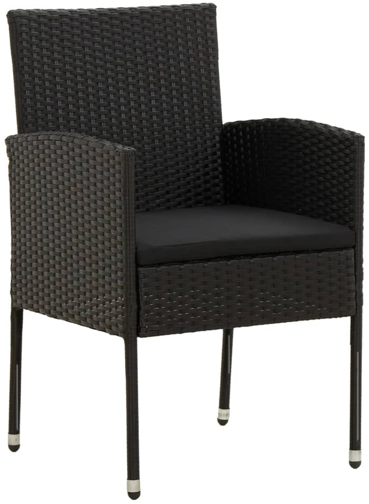 Lauko baldų komplektas Lauko valgomojo komplektas, 5 dalių, juodas, poliratanas