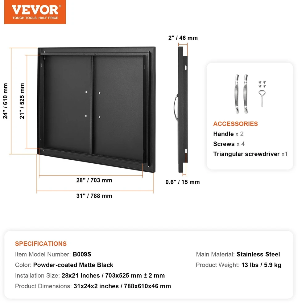 VEVOR Lauko virtuvės durys su rankenomis