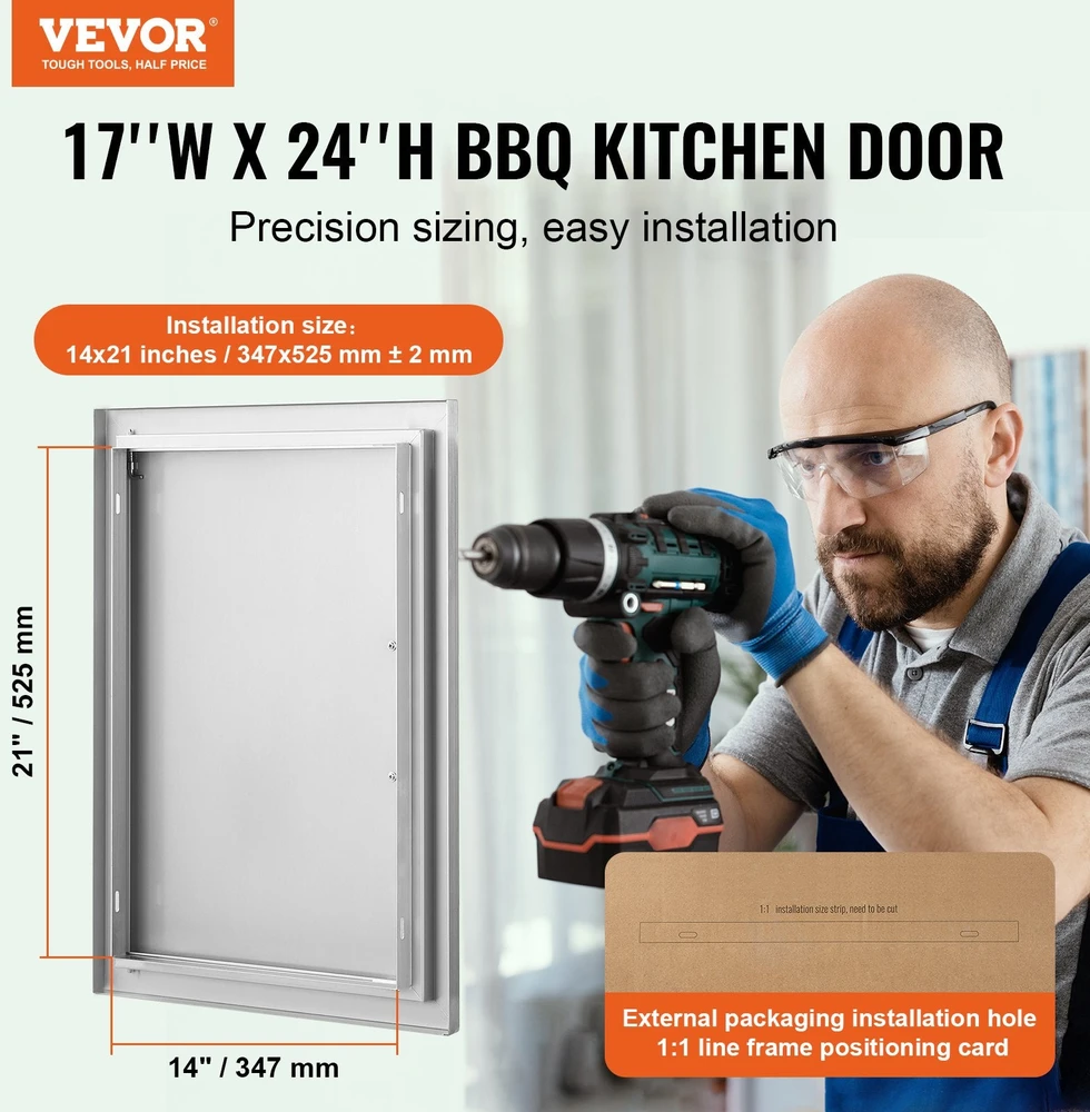 VEVOR stainless steel virtuvės lauko durys