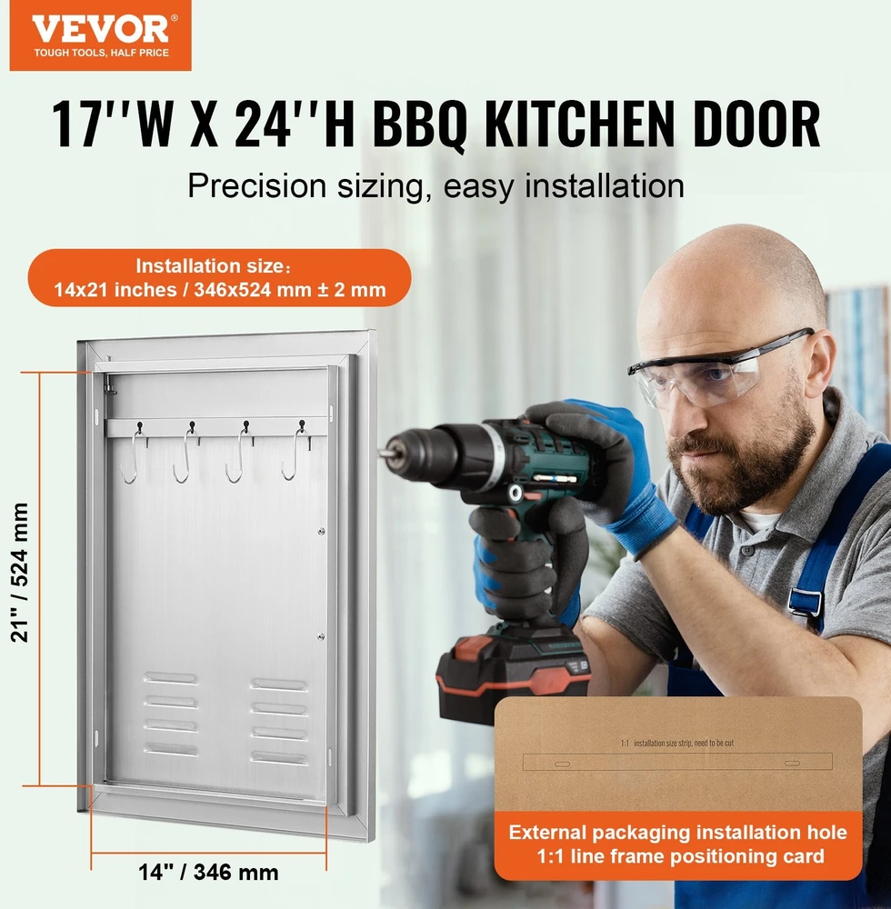 VEVOR nerūdijančio plieno 610x431 mm BBQ durys