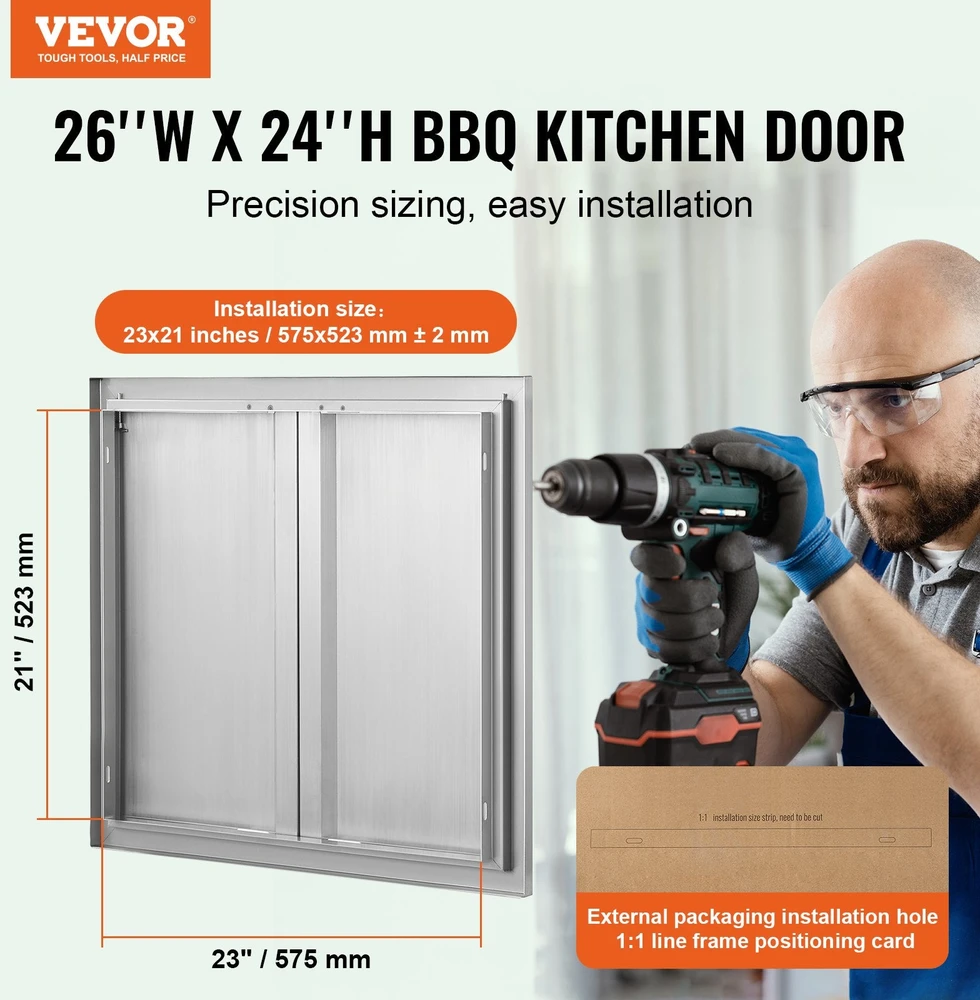 VEVOR nerūdijančio plieno kepsninės durelės 660x610 mm