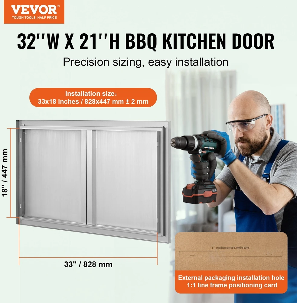 VEVOR Lauko virtuvės durys griliui 914x534 mm
