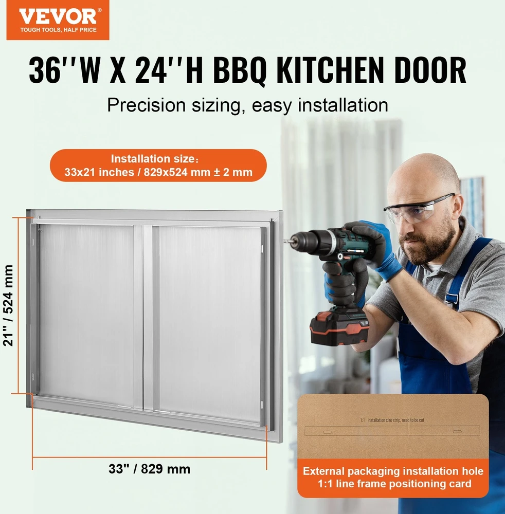 VEVOR Lauko grilis durys 914x610 mm