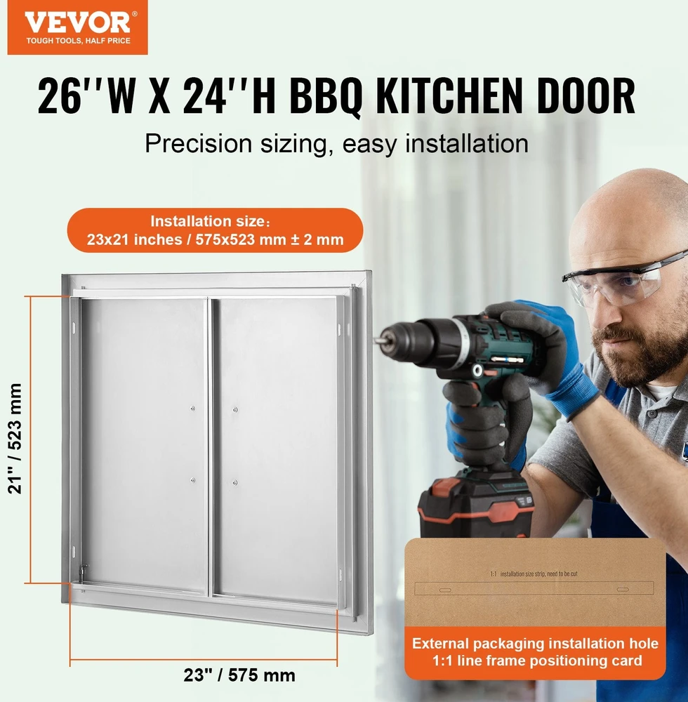 VEVOR 660x609 mm nerūdijančio plieno lauko durelės