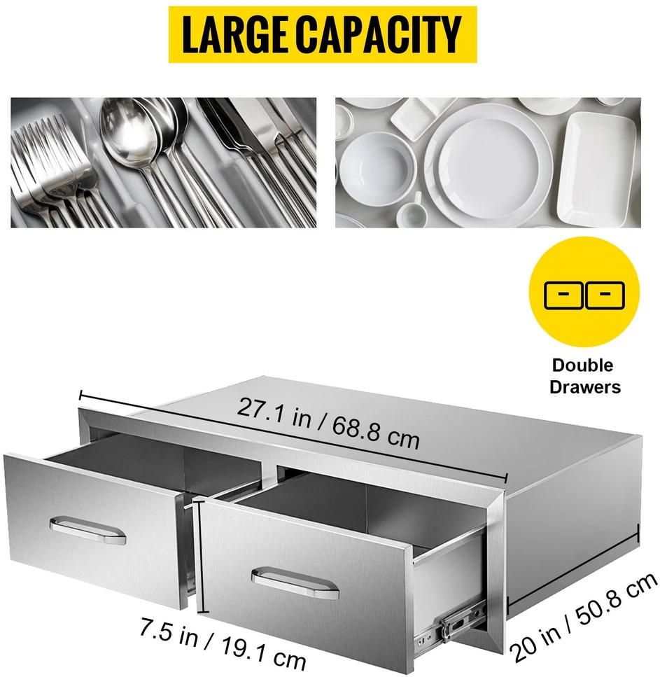 Vevor 75x25 cm BBQ stalčius su spintele