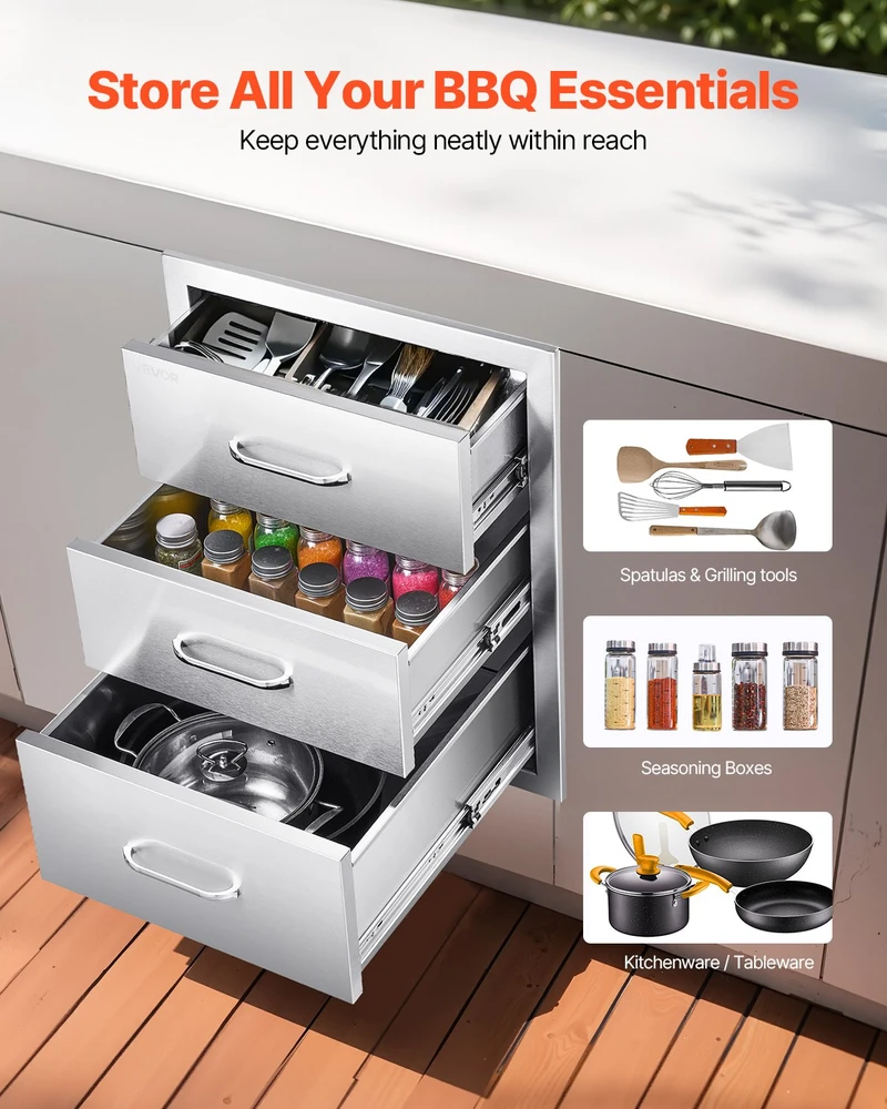 VEVOR Lauko virtuvės stalčiai 46 cm x 59 cm x 59 cm