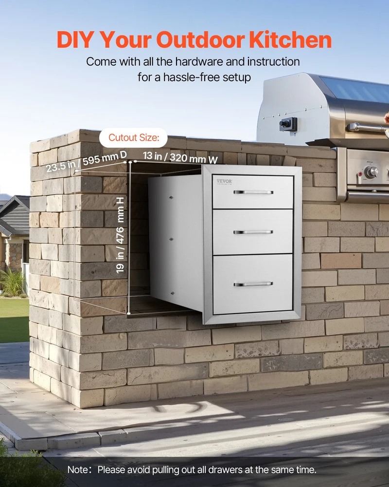 Vevor nerūdijančio plieno trijų stalčių spintelė