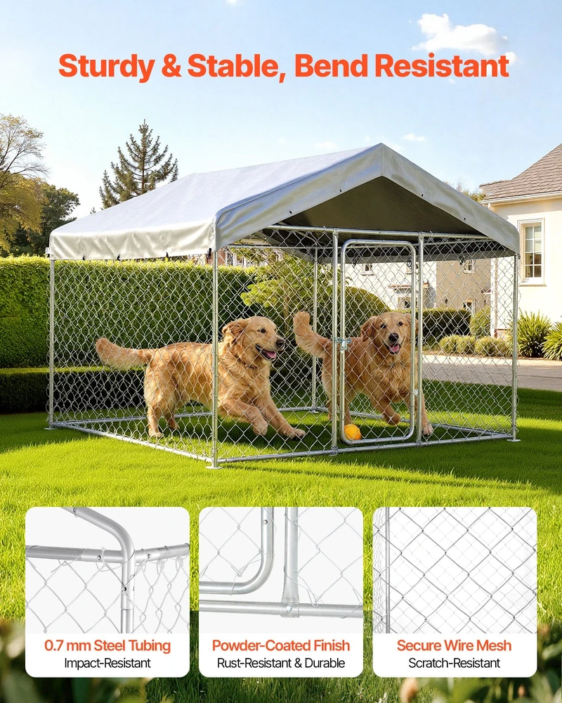 Lauko voljeras šunims VEVOR SKU2025004, 2 x 2 x 1,6 m