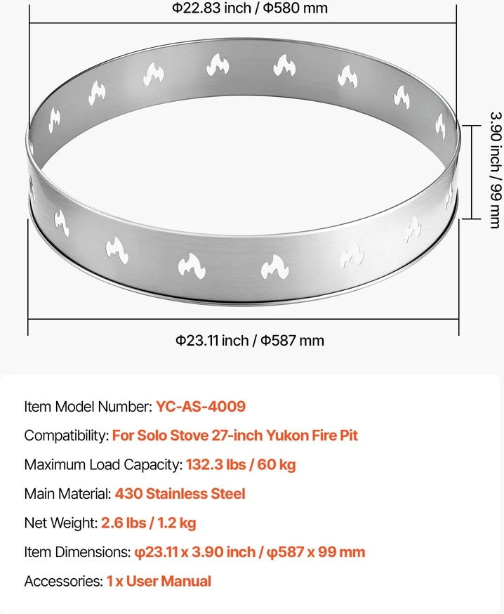VEVOR solo stove bonfire 68.6 cm gaisro stovo žiedas