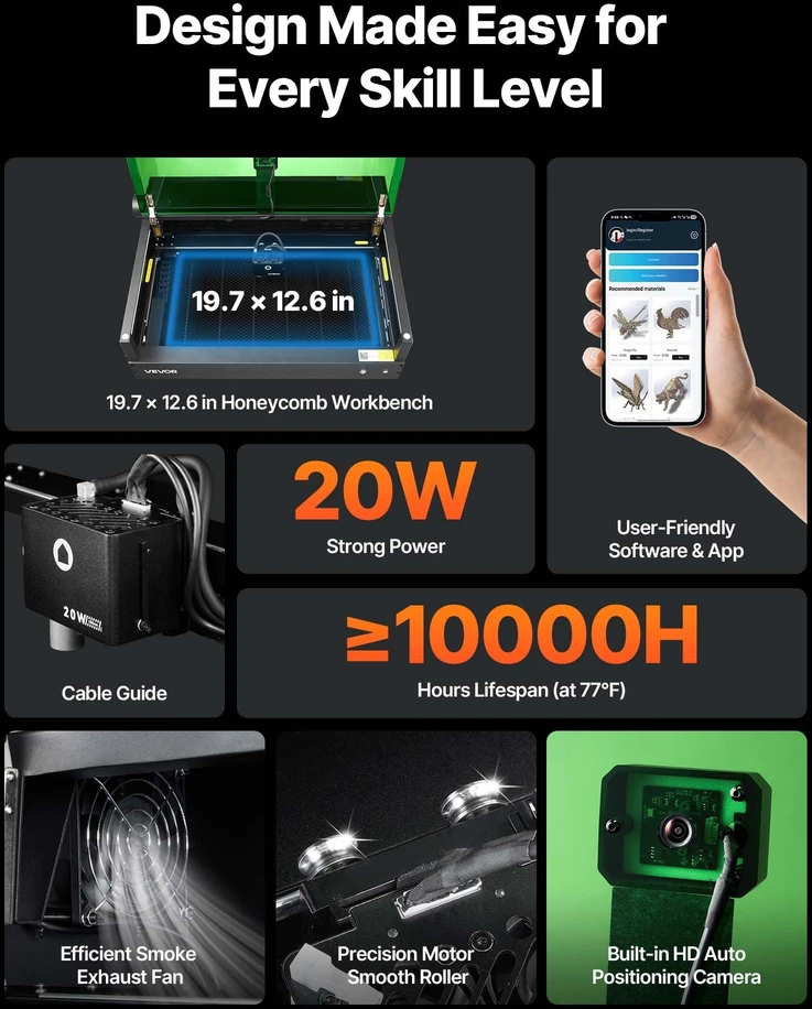VEVOR 20W lazerinis graviravimo aparatas