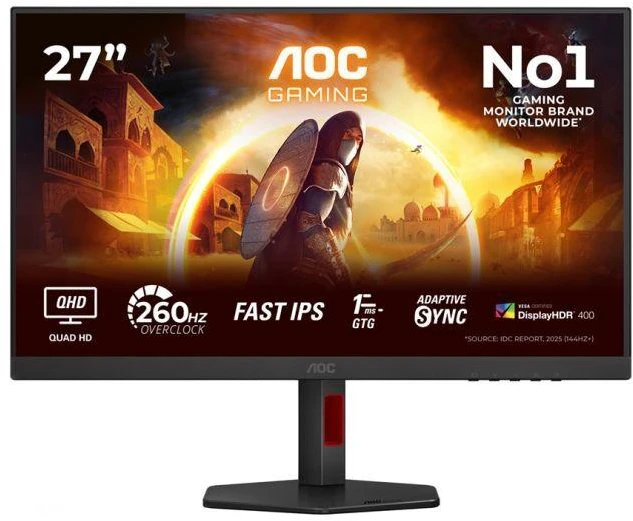 Monitorius AOC Q27G4ZR | 27 " | Fast IPS | QHD | 16:9 | 240 Hz | 1 ms | 2560 x 1440 pikselių | 400 cd/m² | HDMI jungtys quantity 2 | Juodas