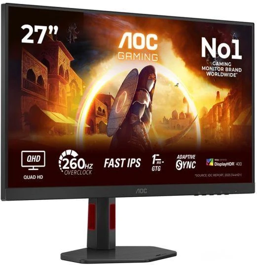 Monitorius AOC Q27G4ZR | 27 " | Fast IPS | QHD | 16:9 | 240 Hz | 1 ms | 2560 x 1440 pikselių | 400 cd/m² | HDMI jungtys quantity 2 | Juodas