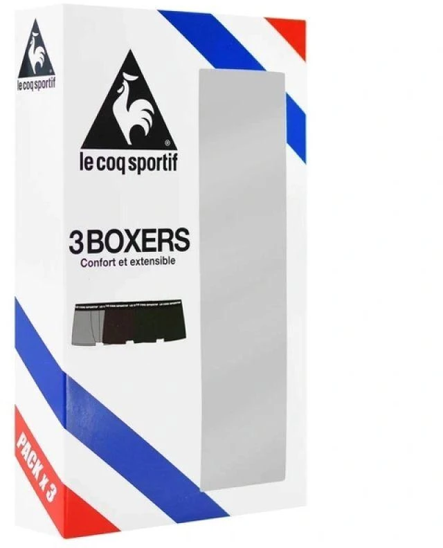 Le Coq Sportif vyriškos bokserės, 3 vnt. pakuotė, juodos, pilkos ir bordo spalvos