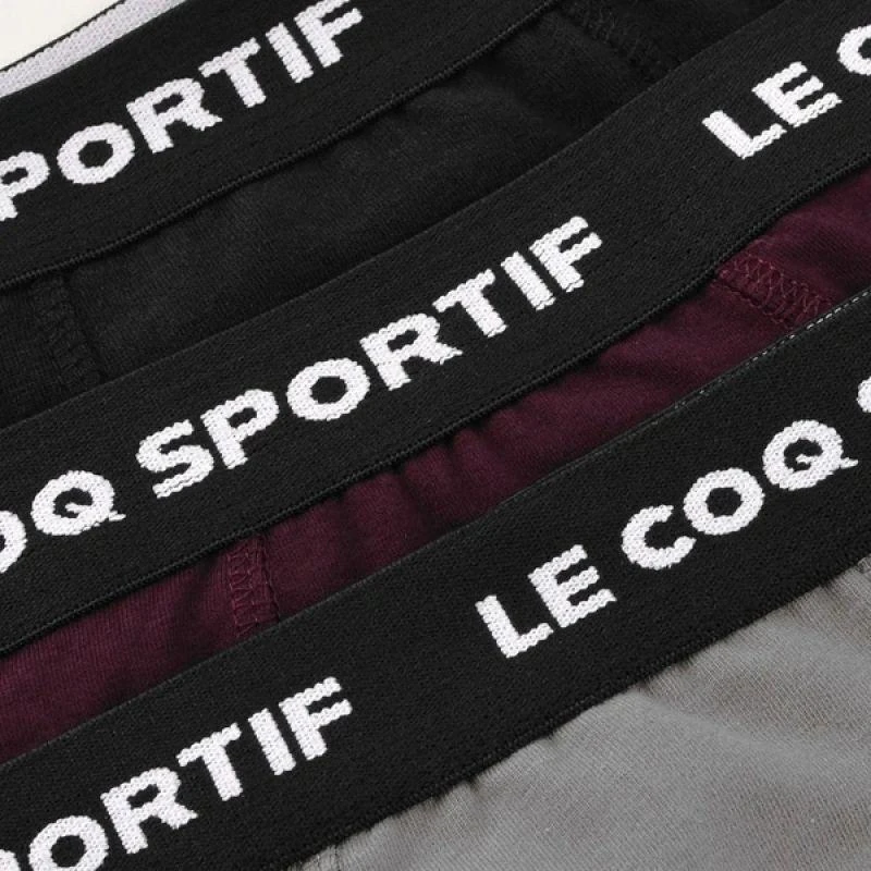 Le Coq Sportif vyriškos bokserės, 3 vnt. pakuotė, juodos, pilkos ir bordo spalvos