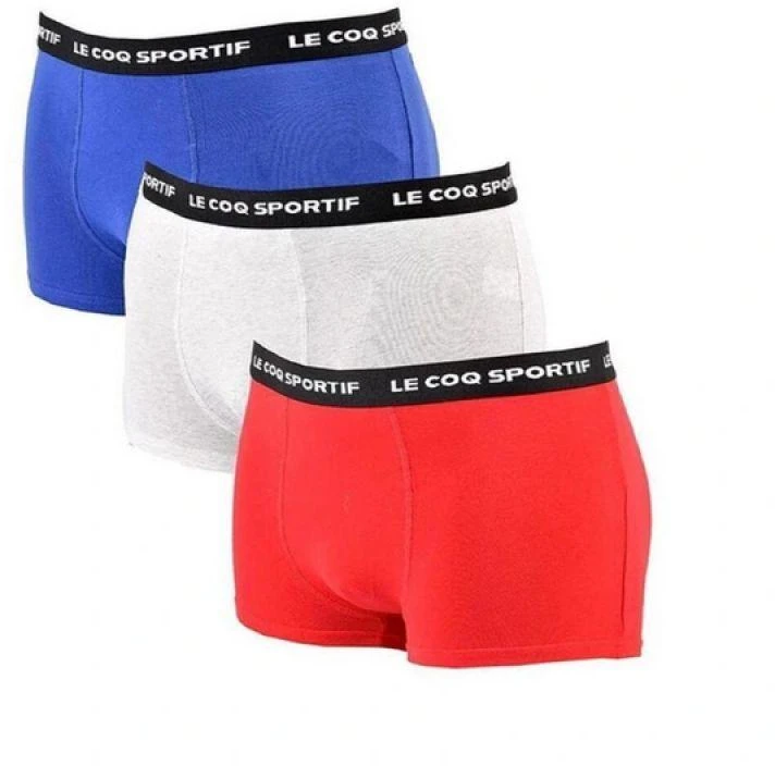 Le Coq Sportif vyriškos bokserių stiliaus kelnaitės, 3 vnt., raudonos, pilkos, tamsiai mėlynos