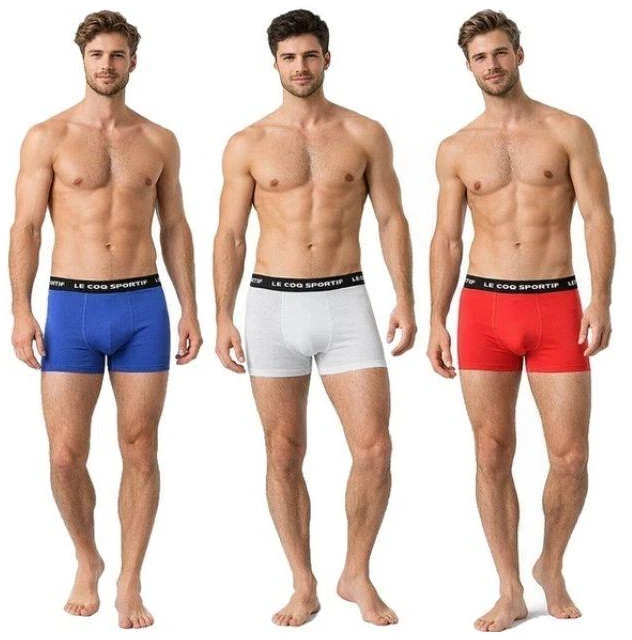 Le Coq Sportif vyriškos bokserių stiliaus kelnaitės, 3 vnt., raudonos, pilkos, tamsiai mėlynos