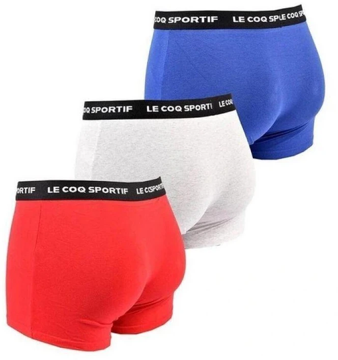 Le Coq Sportif vyriškos bokserių stiliaus kelnaitės, 3 vnt., raudonos, pilkos, tamsiai mėlynos
