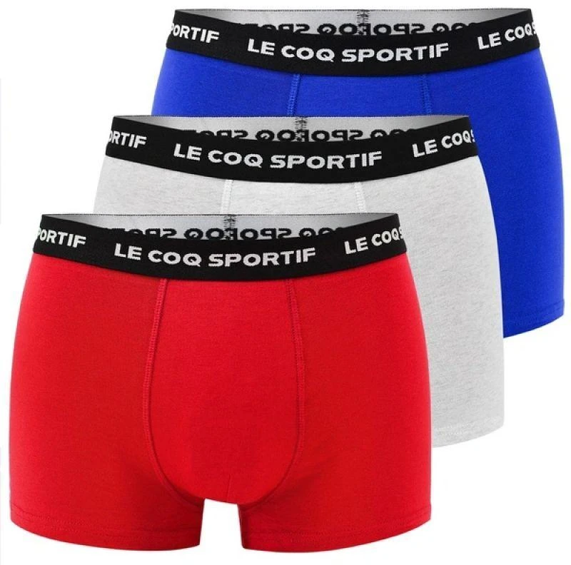 Le Coq Sportif vyriškos bokserių stiliaus kelnaitės, 3 vnt., raudonos, pilkos, tamsiai mėlynos