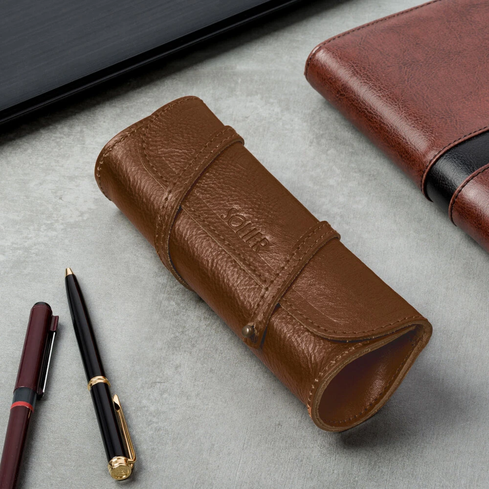 Solier Accessories Leather men s pen case SA12 DEEP Raudonas