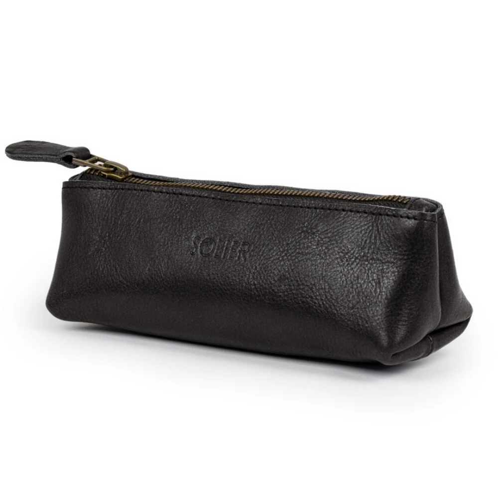 Solier Accessories Leather pencil case Solier SA51 juodas