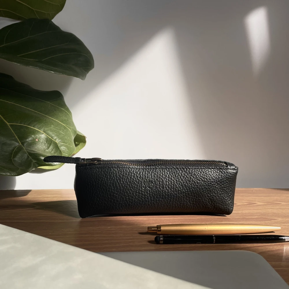 Solier Accessories Leather pencil case Solier SA51 juodas