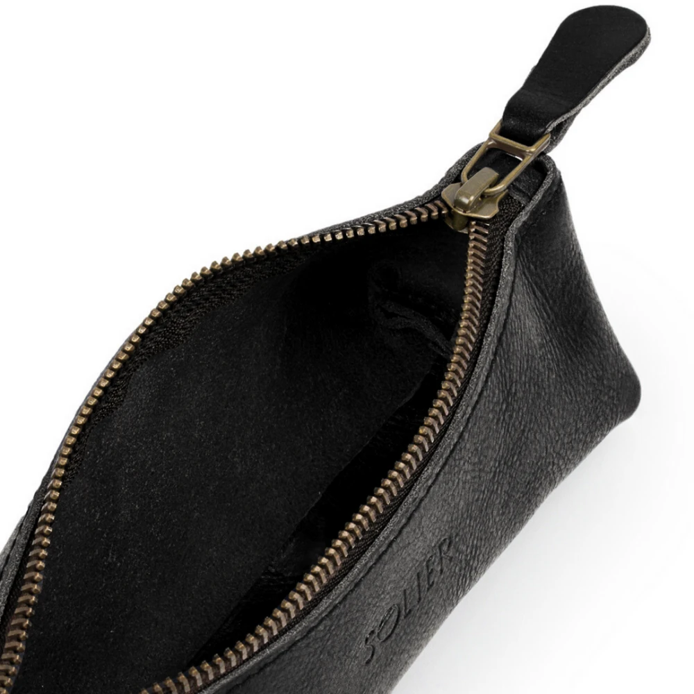 Solier Accessories Leather pencil case Solier SA51 juodas
