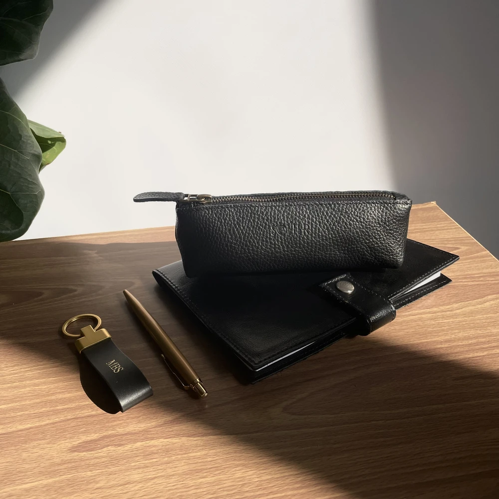 Solier Accessories Leather pencil case Solier SA51 juodas