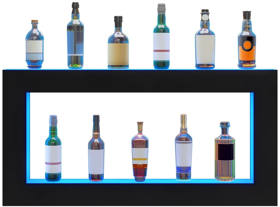 VEVOR LED apšviesta alkoholio lentyna 122 cm