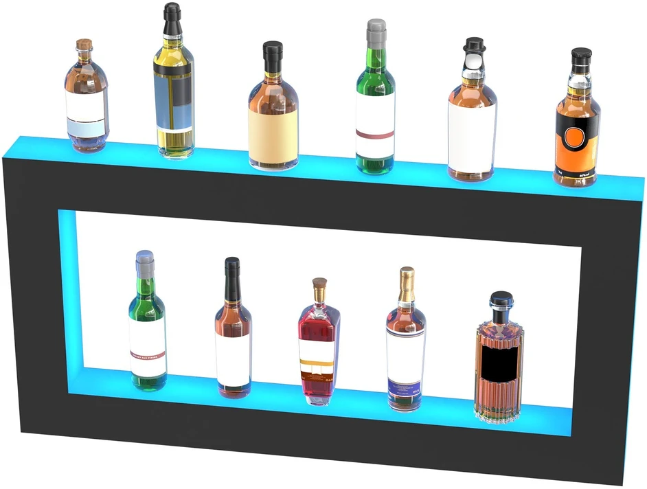 VEVOR LED apšviesta alkoholio lentyna 122 cm