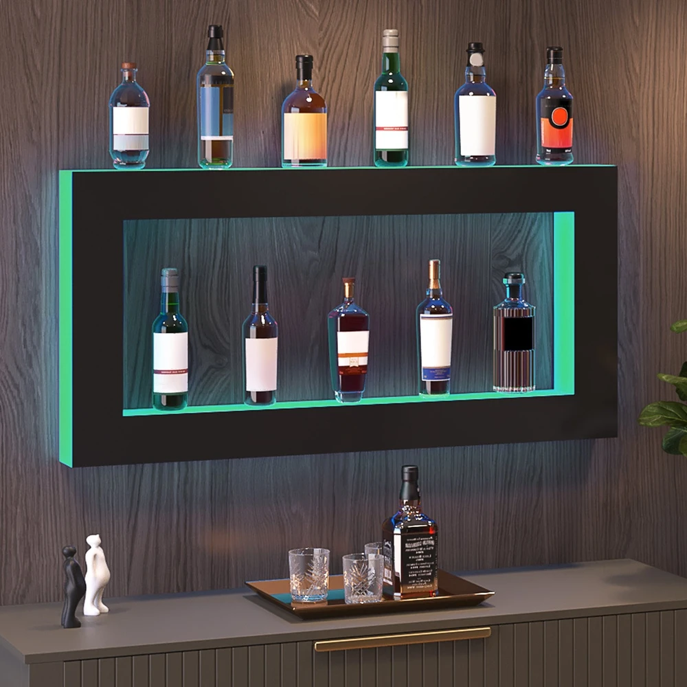 VEVOR LED apšviesta alkoholio lentyna 122 cm