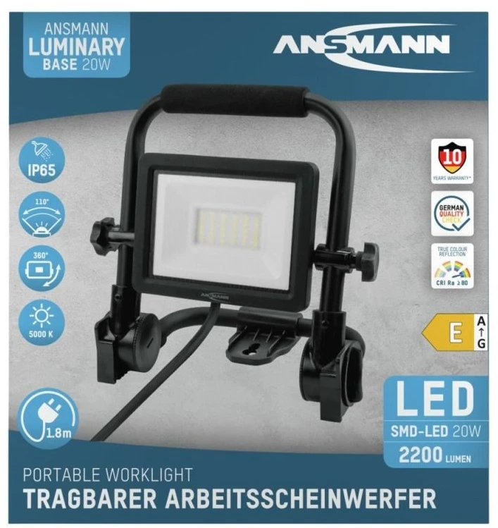 LED darbo prožektorius Ansmann FL20W-AC, 20 W, juodas
