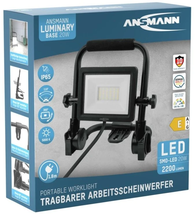 LED darbo prožektorius Ansmann FL20W-AC, 20 W, juodas