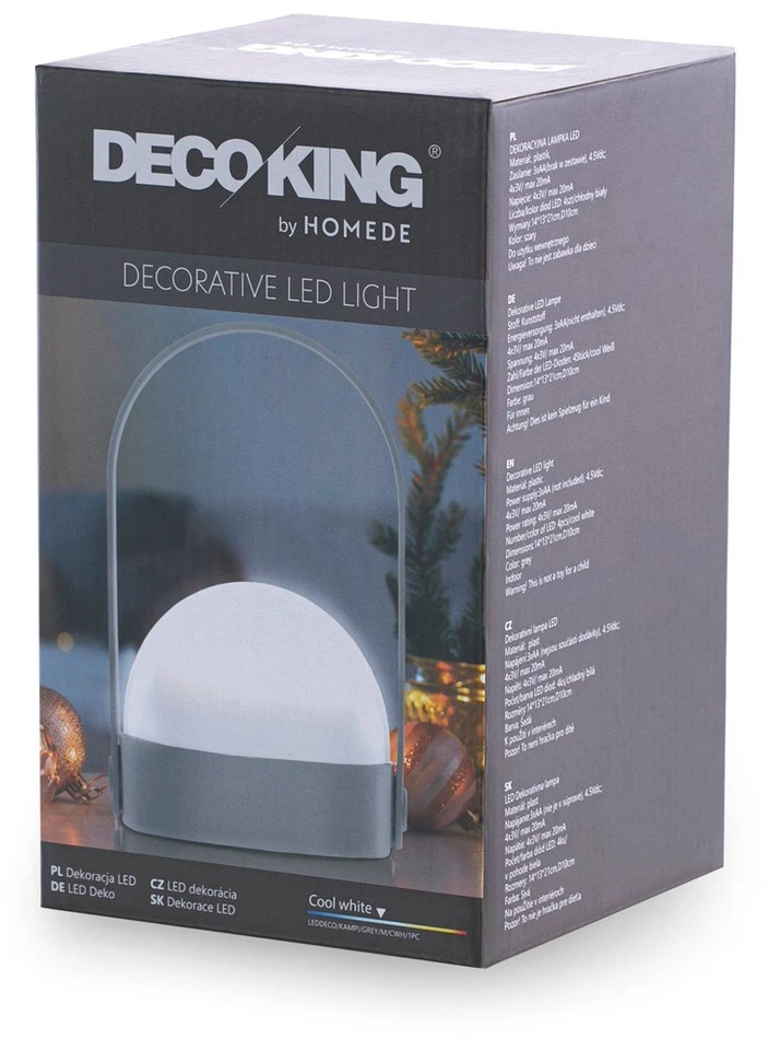 DecoKing LED dekoracija KAMPI pilkos spalvos, dydis M