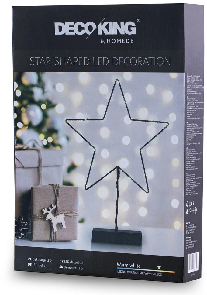 DecoKing LED dekoracija Luna Star, 20 LED