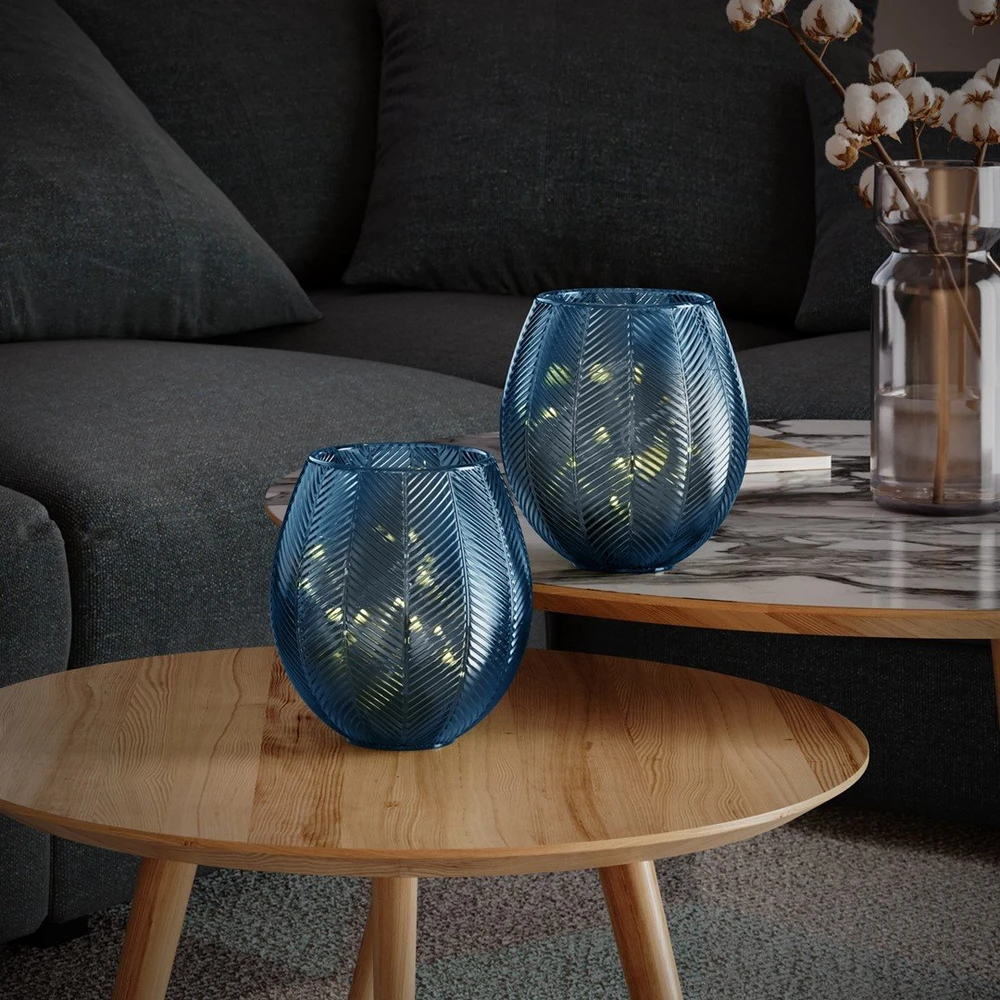 AmeliaHome LED dekoracija Murcia tamsiai mėlyna 16 × 17,5 cm