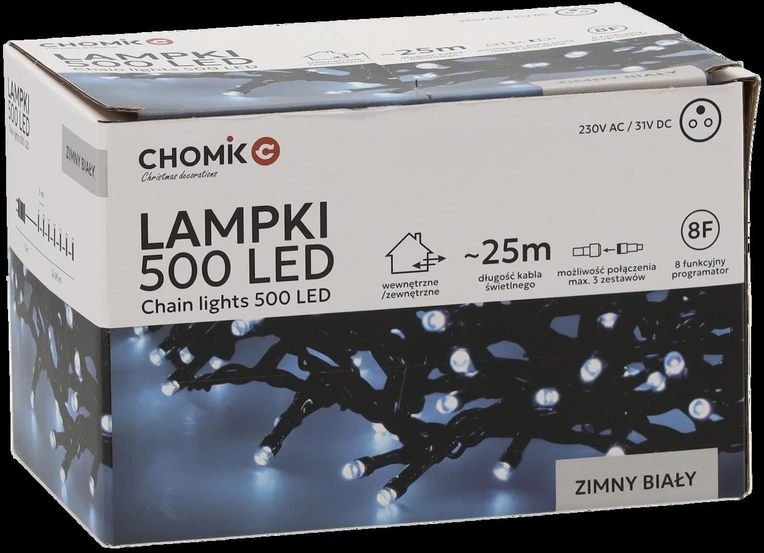 Extralink LED girlianda, 500 LED, 28 m, šaltai balta